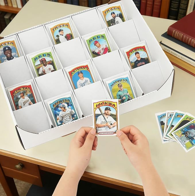 Storage Standard Card Sorting Tray With a lid,Stackable Trading Cards Raw For 20-Compartment Card Sorting Tray With index Labels,Sleeved or Toploaders for Mtg,Tcg,Sports Cards.Cardshow Vendor Showcase