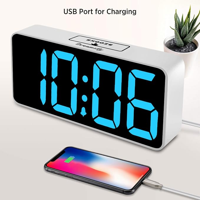 DreamSky Large Digital Alarm Clock Big Number for Seniors/Visually Impaired | 9 Inches Electric Clocks for Bedroom, Jumbo Display Fully Dimmable Brightness, USB Ports, Adjustable Alarm Volume