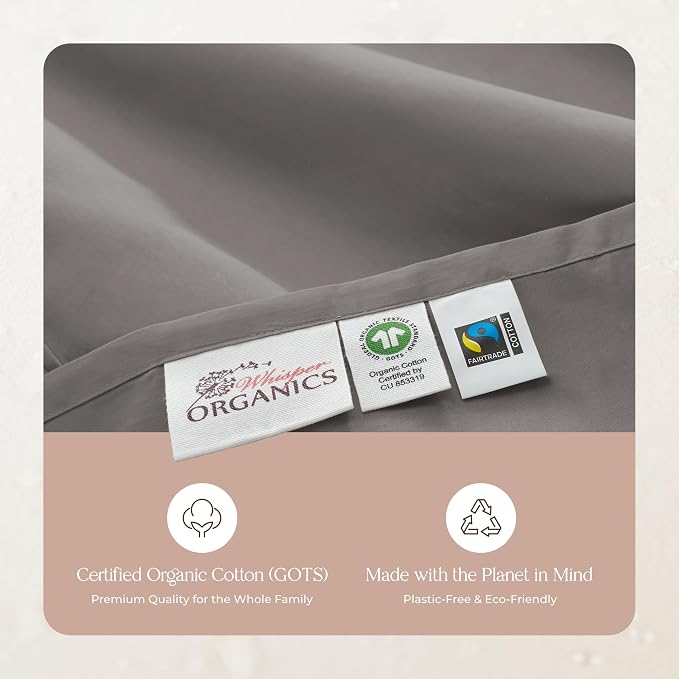100% Organic Cotton Duvet Cover King Size - Naturally Soft Lightweight & Cooling Duvet Cover Set with Decorative Shams - Premium GOTS Certified 300 Thread Count Sateen Weave (Stone, King)