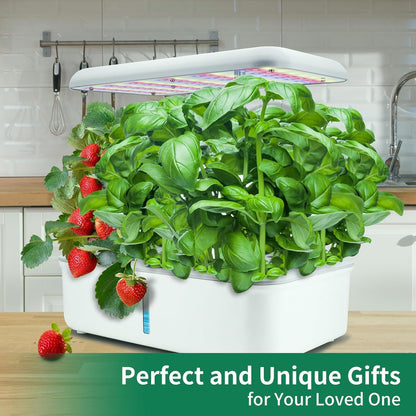Hydroponics Growing System Kit with LED Grow Light, Indoor Gardening System with 14 Pods, WiFi Indoor Herb Garden, Herb Garden Kit Indoor, Adjustable Height Up to 16.5", Auto Pump, 5L Water Tank