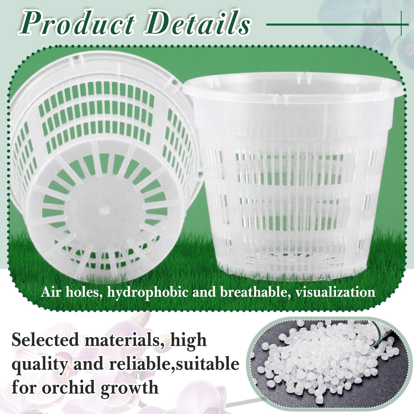 SiliFine 6 Pack Orchid Pot with Holes and Saucers 7.5 Inch Clear Plastic Planter with Holes Trays Breathable Slotted Flower Plant Pot for Indoor Outdoor Plants Nursery Root Health Repotting