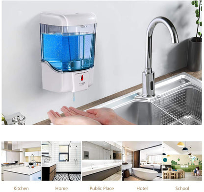 interhasa! Soap Dispenser, Touchless Hand Sanitizer Dispenser Wall Mount Automatic Kitchen Soap Dispenser for Commercial Home, Office, 600ml/20oz