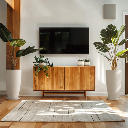 LA Jolie Muse Tall White Planters Set of 2,20 Inch Indoor/Outdoor Round Planters with Shelf Inset,Modern Large Planters with Drainage Holes for Front Door,Balcony and Patio Deck