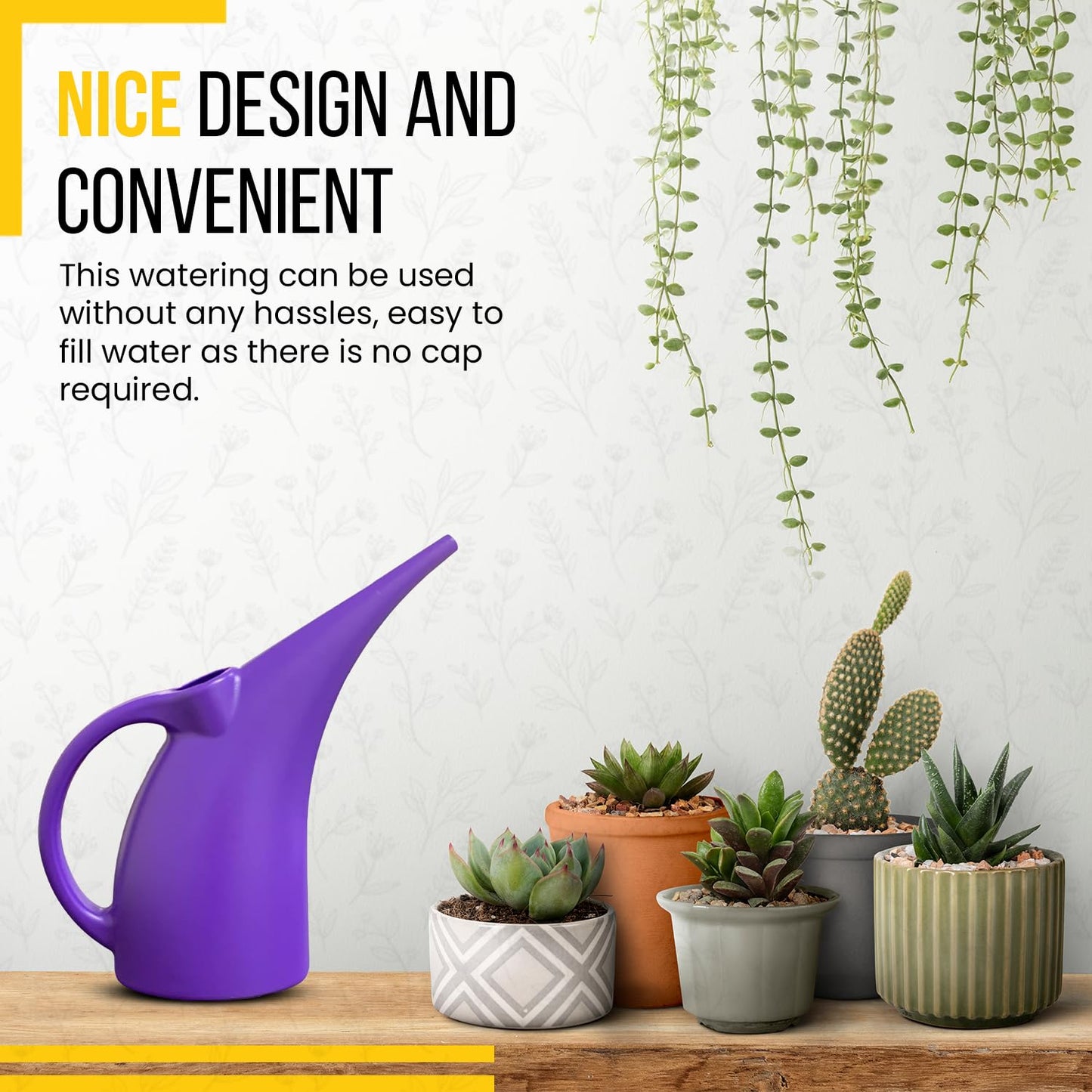 KP Kool Products Watering Can 1/2 Gallon - Small Watering Can for Indoor Plants - Outdoor Watering Can - Purple Plant Waterer - Plastic Watering Can for Garden - 1 Pack