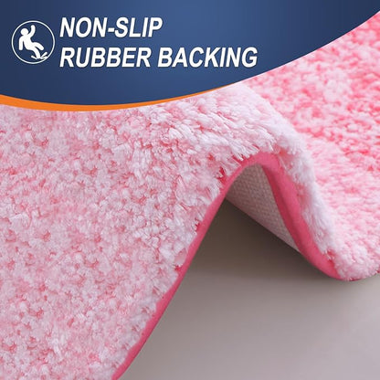 OLANLY Large Bathroom Rugs Mat 54x24, Extra Soft Absorbent Microfiber Bath Rugs, Rubber Backing, Quick Dry, Machine Washable Bath Mats for Bathroom Floor, Tub and Shower, Home Decor Accessories, Pink