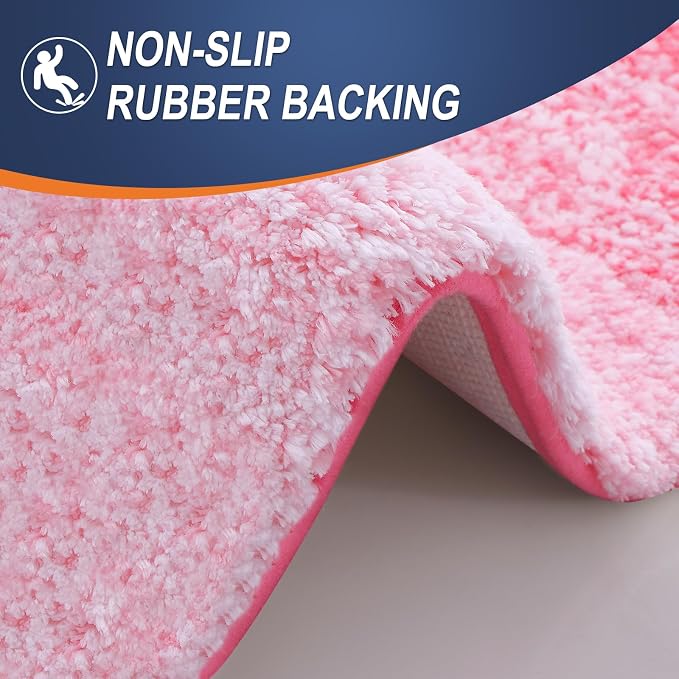 OLANLY Large Bathroom Rugs Mat 45x27, Extra Soft Absorbent Microfiber Bath Rugs, Rubber Backing, Quick Dry, Machine Washable Bath Mats for Bathroom Floor, Tub and Shower, Home Decor Accessories, Pink
