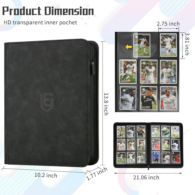 9 Pocket Card Binder,540 Pocket Trading Card Binders,Loading Pocket Collectible Card Album for MTG, TCG, Sport Card, Game Cards Black