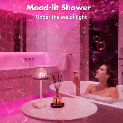 VerveAura Rechargeable Waterproof Shower Lamp, Cordless LED Bathroom Table Light, Ambient Mood Lamp for Bathtub, Spa, Bedroom, Bedside & Nightstand Decor Lighting