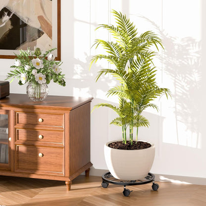 KOOKASHOP 2-Pack Plant Caddy with Wheels - Plant Stand with Wheels, 360° Lockable Plant Rollers Plant Dolly, 10.24" Plant Tray with Casters for Indoor and Outdoor, Black