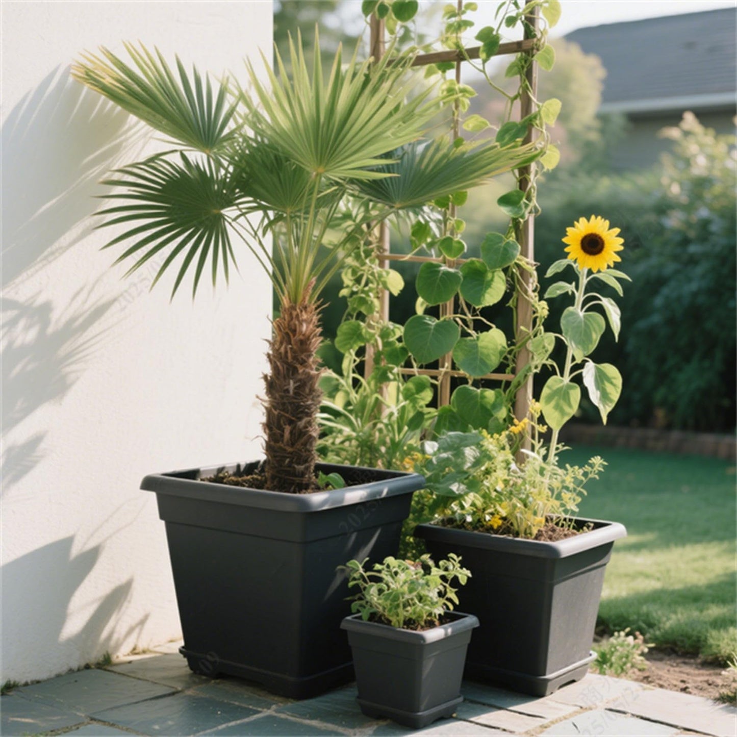 YSMN 10 Pcs 1.4 Gallon Black Square Nursery Pots with Drainage Holes and Plant Flexible Seedling Pots Seed Starting Planter for Indoor Outdoor Flowers