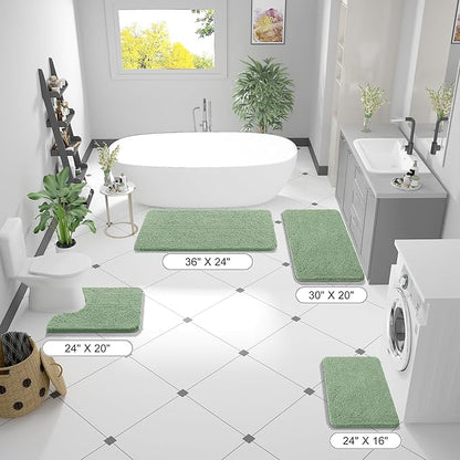 OLANLY Large Bathroom Rugs 44x32, Extra Soft Absorbent Chenille Bath Rugs, Rubber Backing Quick Dry, Machine Washable Bath Mats for Bathroom Floor, Tub and Shower, Home Decor Accessories, Sage Green
