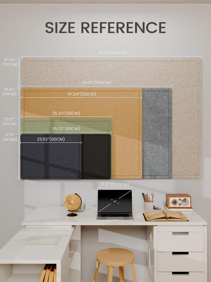 Fluxynara Bulletin Board, 23.6" x 17.5" Cork Board Alternative with 12 Safe Removable Adhesive Tabs, Foldable Felt Pin Board for Home Office, Classroom, Bedroom,Entryway for Walls—Navy Blue