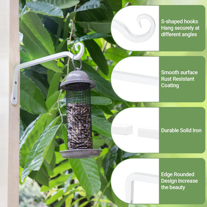 Mkono Plant Hangers Indoor, 10 Inch Metal Plant Bracket, Decorative Wall Hooks for Hanging Plants, Bird Feeder, Flower Basket, Wind Chimes, Home Outdoor Decor, 2 Pack White