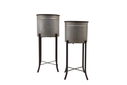 Creative Co-Op Set of 2 Iron Planters on Stands