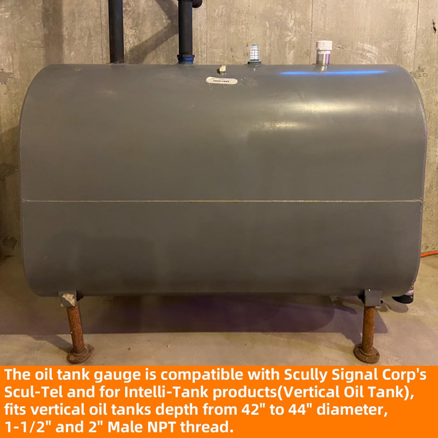 Oil Tank Gauge Fuel Oil Tank Level Gauge,Float Level Measure Compatible with Scully Signal Corp's Scul-Tel & for Intelli-Tank (Vertical) Depth from 42" to 44" Diameter,1-1/2" and 2" Male NPT Thread