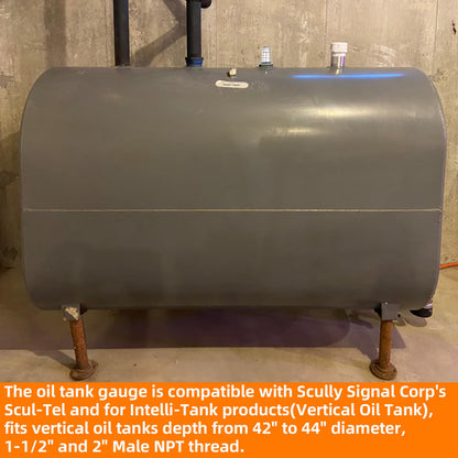 Oil Tank Gauge Fuel Oil Tank Level Gauge,Float Level Measure Compatible with Scully Signal Corp's Scul-Tel & for Intelli-Tank (Vertical) Depth from 42" to 44" Diameter,1-1/2" and 2" Male NPT Thread
