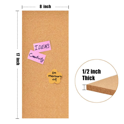 Aitakatta 17x8 Cork Board Tiles Bulletin Board, 1/2" Thick Self-Adhesive Cork Boards for Walls, Cork Tiles Vision Board for Home, Office, School, Bulletin Board Decorations(12mm,2pc)