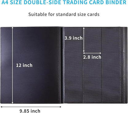 Card Binder, 360 Pockets Upgraded Trading Card Binders, Cards Collection Binder 9 Pocket, Side Loading Yugioh Binder Book Holder for MTG, TCG, Sport, Football, Baseball Collector Cards - Black