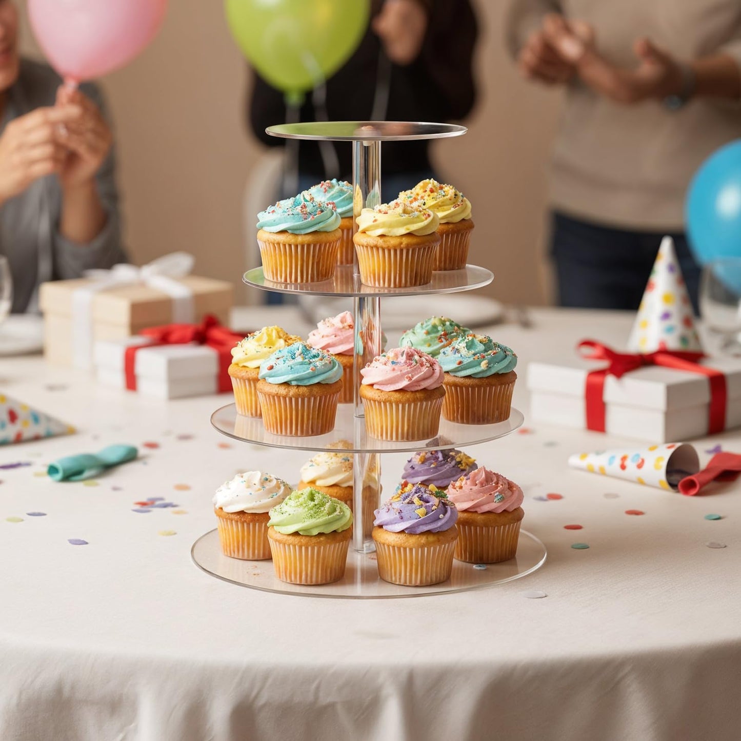 4 Tier Acrylic Cupcake Stand, Cupcake Tower Stand Clear Dessert Tower