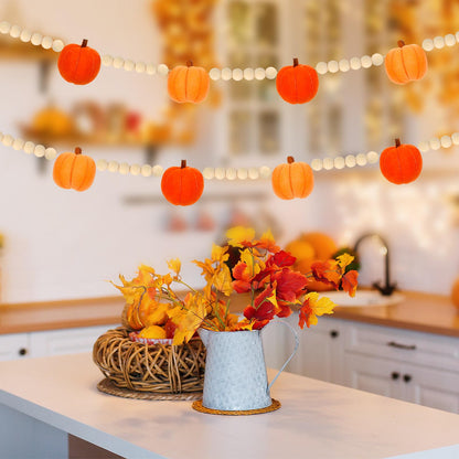 JarThenaAMCS Fall Felt Pumpkin Garland 8.2FT Wood Bead Garland with 3D Pumpkin Autumn Hanging Banner for Thanksgiving Home Wall Fireplace Decor