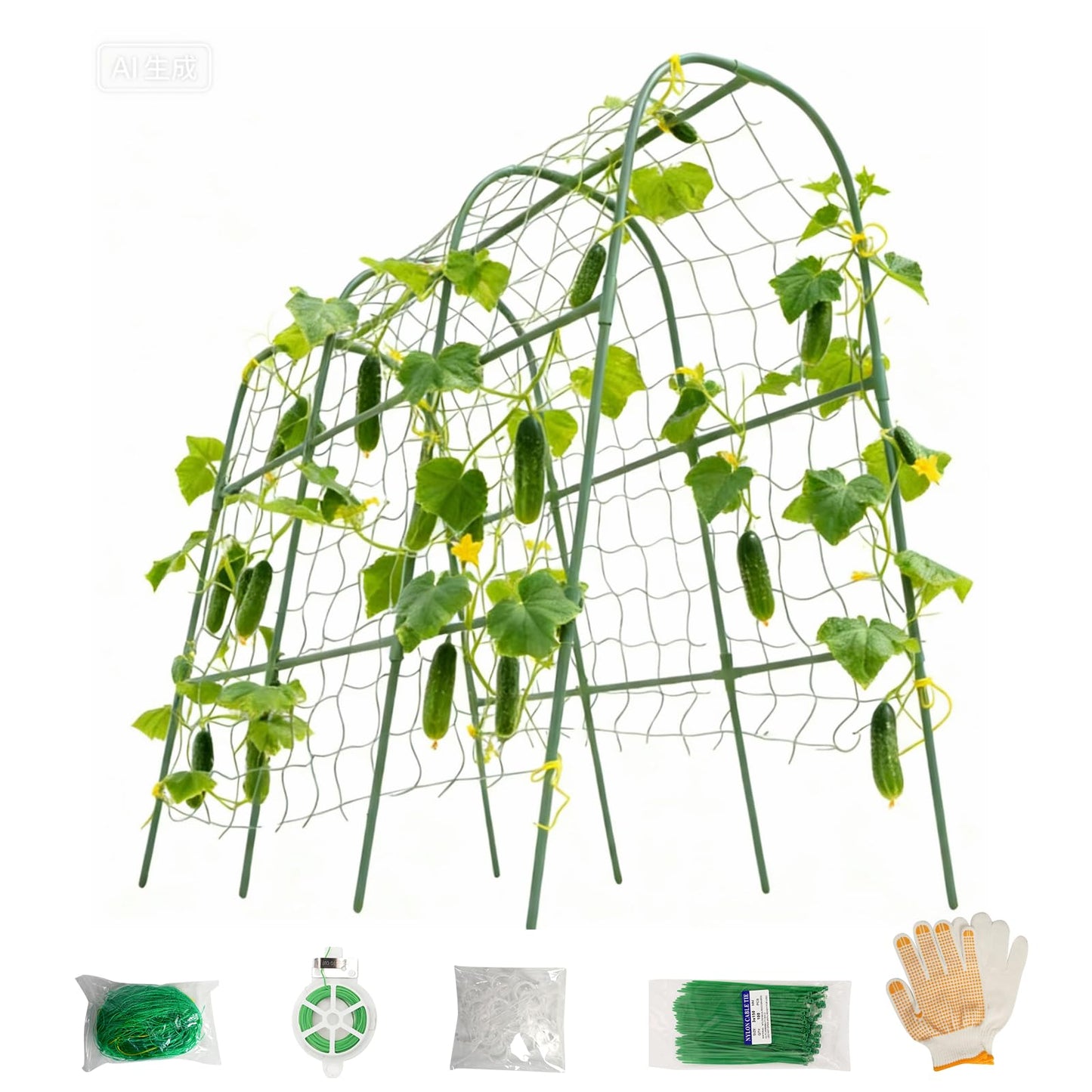 TIUIRE Metal Cucumber Trellis for Raised Beds & Gardens - 47.2" Lx30 W x47.2 H Sturdy Arch Trellis for Climbing Plants, Tomatoes, Peas & & Beans | Outdoor Vegetable Support for Vines
