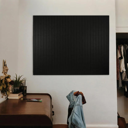 TENACR Cork Board Alternative-Felt Slat Wall Paneling,Office Bulletin Board for Decoration, Suitable for Displaying Photos and Documents, with Removable Adhesive Labels,12-Pack (Black)