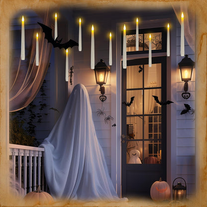 Homemory 20PCS Floating Candles with Wand Remote, Magic Hanging Candle with String, Flickering Warm Light Floating Candles for Halloween Christmas Birthday Party Decor