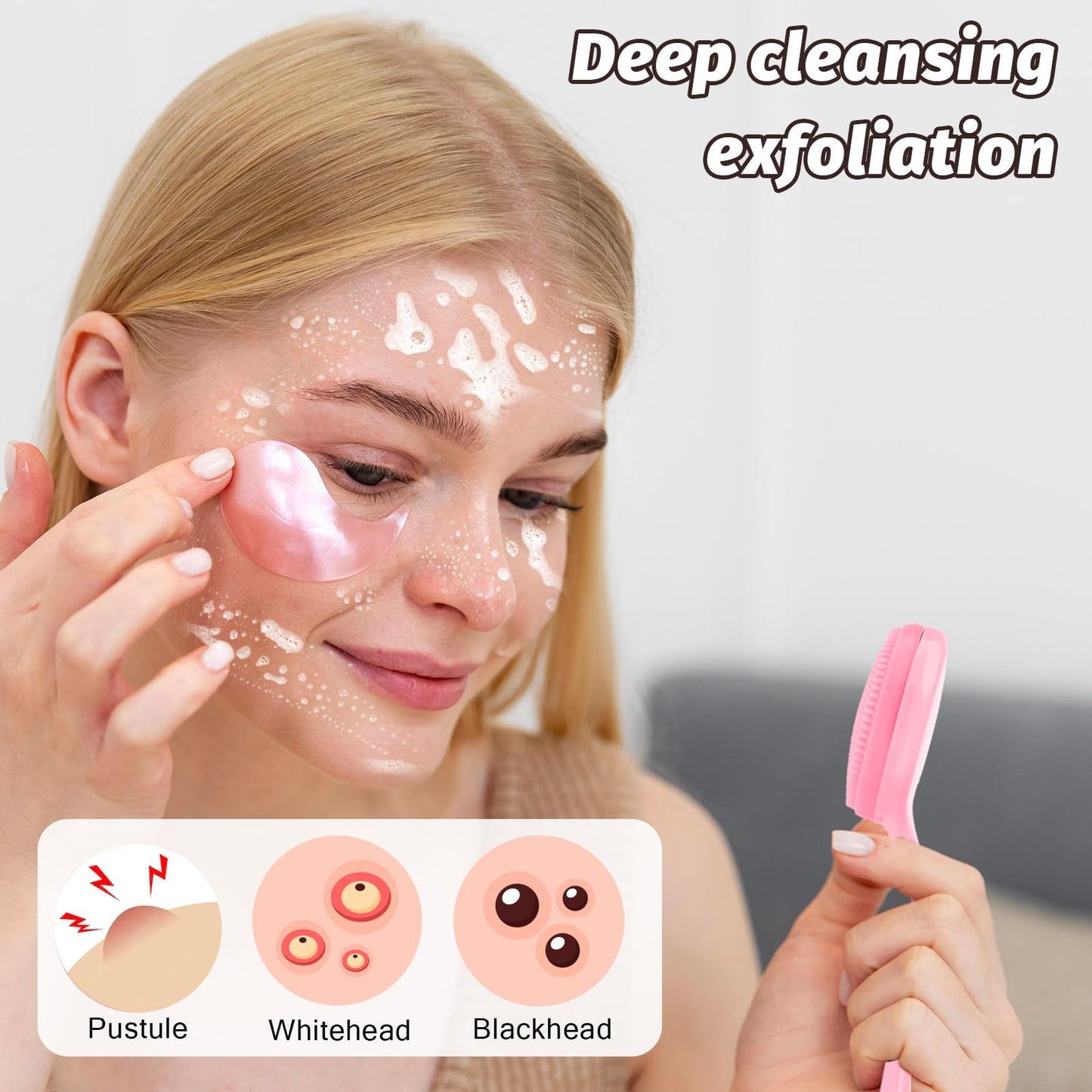 2Pack Silicone Face Brush Manual Face Scrub Brush Soft Facial Brushes Waterproof Exfoliating Face Brush Skin Friendly Face Cleaner Brush for Women and Men Blackheads Makeup Residues Removal