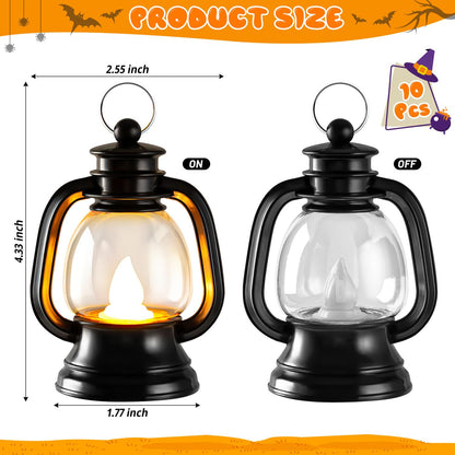 12 Pcs Halloween Mini Lantern, Lantern Centerpieces for Tables with LED Simulation Candle, 4 Inch Small Hanging Lantern, Lanterns Decorative for Wedding Centerpiece Tables (Warm Yellow
