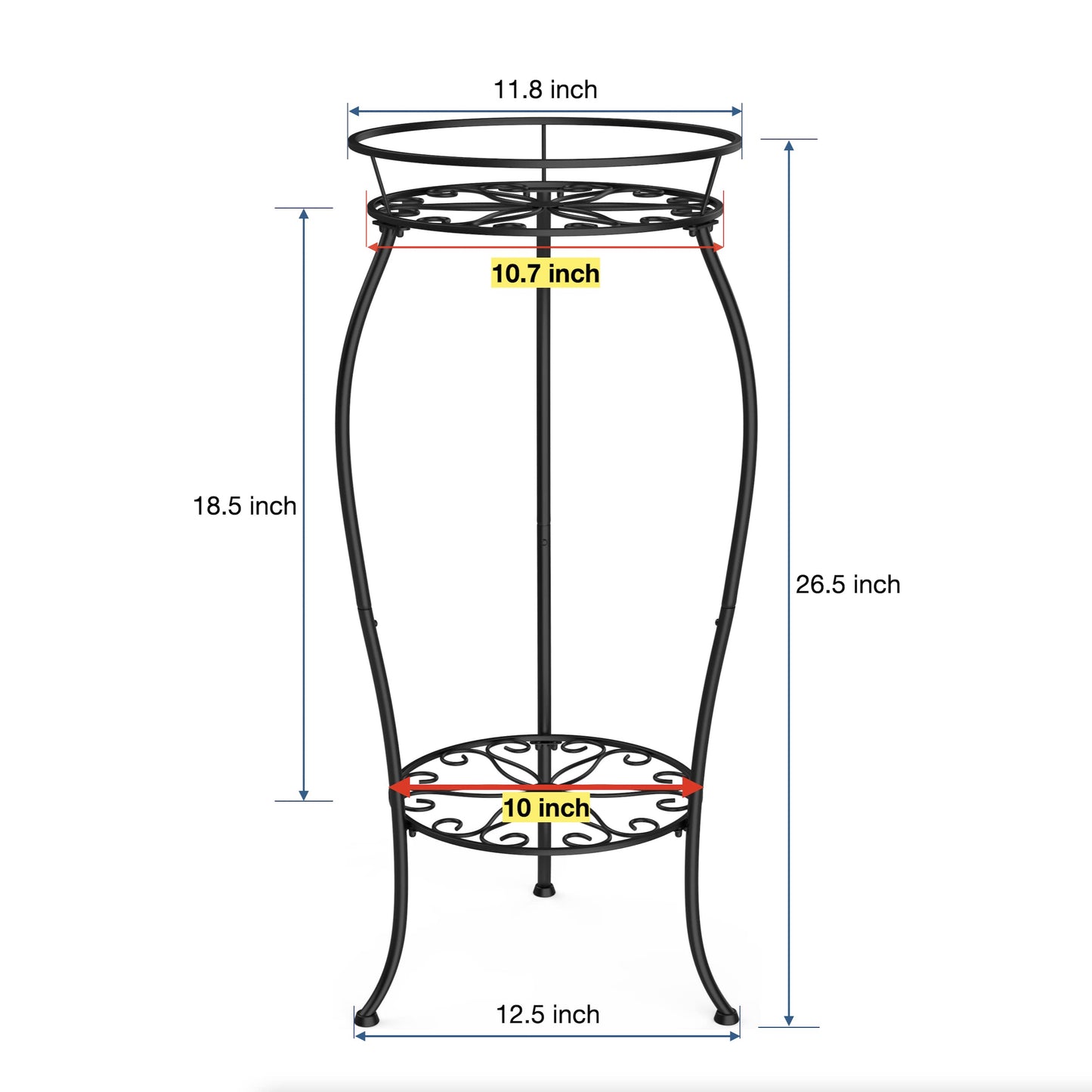 FaithLand 2 Tier Plant Stand and 2-Pack 9 Inch Self Watering Pots Bundle