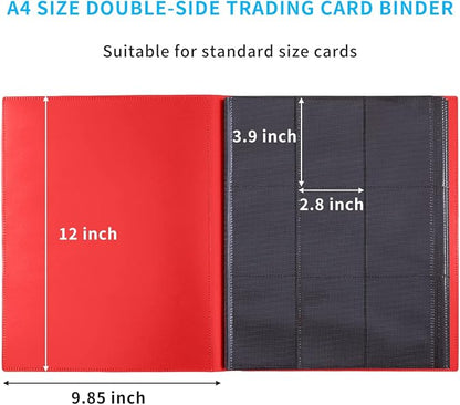 Upgraded 9 Pockets Trading Card Collection Binder, 360 Book Holder Album for Yugioh, MTG, TCG, Magic, Sports Cards - Red