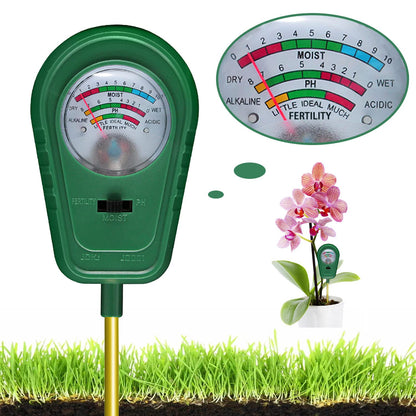 3-in-1 Soil Test Kit, Soil Moisture Meter/Soil ph Meter/Fertility Soil Tester, Soil Hygrometer for Garden, Farm, Plant, Outdoor, Indoor, Lawn Care Moisture Meter for Hous Plants (No Battery Needed)