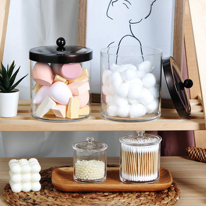 SheeChung 50oz Large Apothecary Jar with Bronze Rust-Proof Lid - Shatterproof Plastic Laundry Pods Container - Rustic Farmhouse Decor Storage Jar for Bathroom Vanity, Kitchen, & Scent Bead
