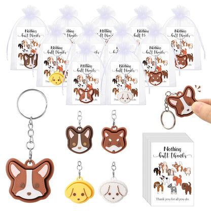 Gerrii 24 Sets Colourful Dog 3D Fidget Keychains with Inspirational Cards Bulk 3D Press Stress Relief Sensory Keychain Gifts Employee Appreciation Positive Gifts for Coworkers Teacher