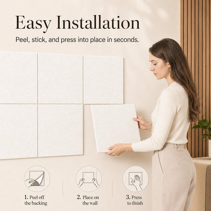 Baysola Felt Bulletin Board Panels 48 x 36 Inch Self Adhesive Wall Tiles Cork Board Alternative for Office Classroom Photos Notes 12 Pack
