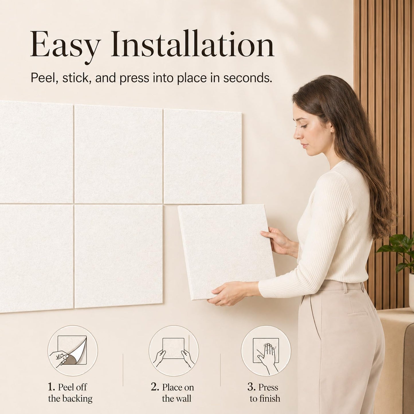 Baysola Felt Bulletin Board Panels 36 x 24 Inch Self Adhesive Wall Tiles Cork Board Alternative for Office Classroom Photos Notes 6 Pack
