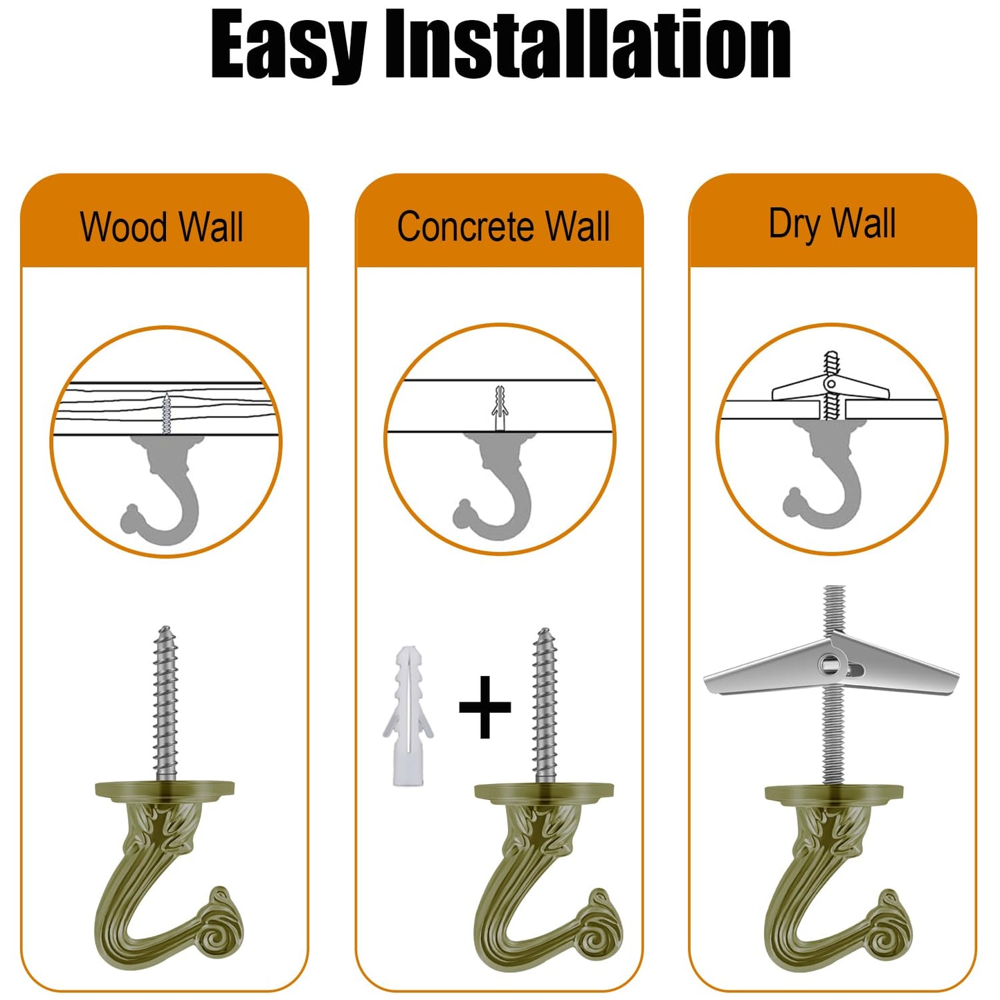Omytie 15 Ft Heavy Duty Hanging Chain Kit with Connection Locks & Swag Ceiling Hooks for Lighting Fixture, Chandelier, Pendant, Lantern, Swag Lamp, Plant/Flower/Fruit Basket, Bird Feeder (Bronze)