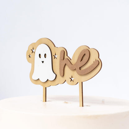 Vgaruint Wooden Spooky One Cake Topper - Halloween 1st Birthday Party Decorations,The Spooky One Birthday Decor, Ghost Cake Smash Photo Props