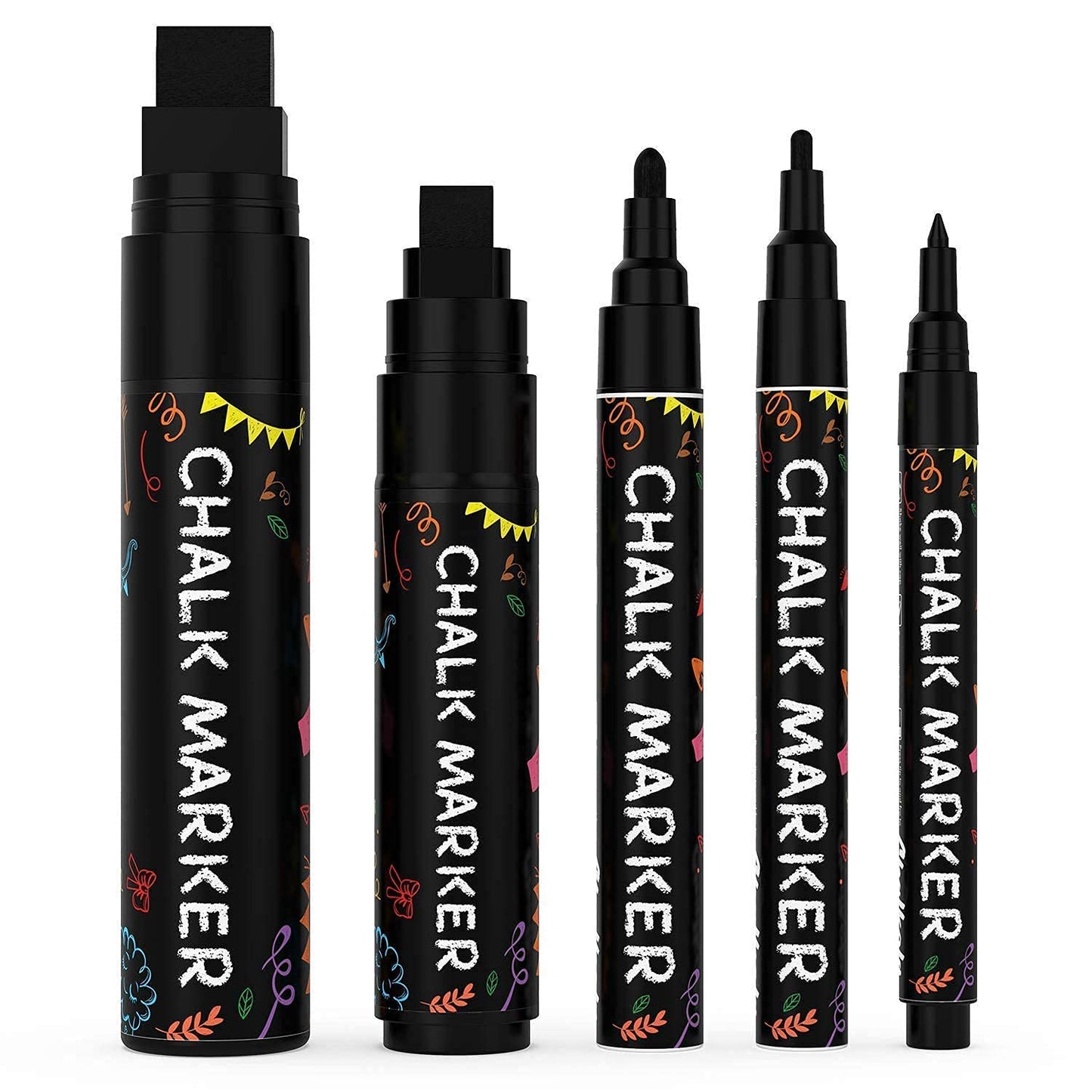 Chalkola 5 Black + 30 Patel, Neon 6mm + 10 Vintage 6mm Chalk Markers Bundle