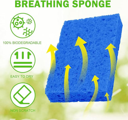 YoleShy 24 Pack Kitchen Sponges Natural Cellulose Compressed Sponges for Cleaning Reusable Dish Sponge Kitchen Non-Scratch DIY
