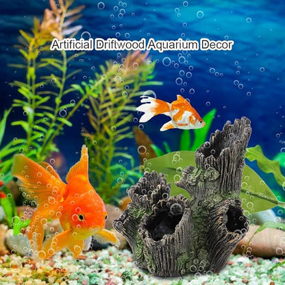 Tyenaza Aquarium Driftwood Decoration, Driftwood Resin Crafts Ornament for Aquarium Decoration Fish Tank Wood with Holes & Aquarium Caves Fish Tank Wood Decor(ST-004A)