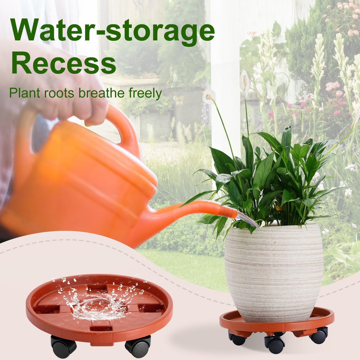 Doseno 2 Pack 13IN Plant Caddy with Wheels Round Rolling Plant Stand Plant Dolly, 200lbs for Capacity Caddy for Indoor and Outdoor Use, Patio, Flower Pot