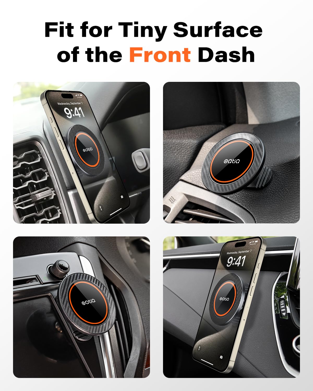 OQTIQ [2 Pack] Magnetic Car Mount, Phone Magnet for Car, Universal Stick On Rectangle Flat Dashboard Car Phone Magnet Mount for Cell Phones and Mini Tablets (Rectangle Flat)