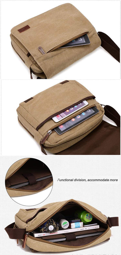 Sechunk Large Vintage Canvas Messenger Cross body bag Shoulder bag (Green, large)