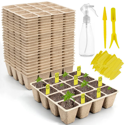SYITCUN 320 Cells Seed Starter Tray, 20 Pack Seed Starter Kit, Peat Pots for Seedlings with 200 Plant Labels, 2 Seed Planting Tool and 1 Spray Bottle