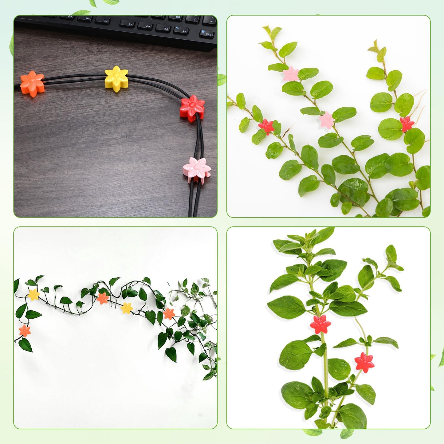 M METERXITY 20 Pack Plant Wall Clips, Self-Adhesive Plant Climbing Wall Clips Fixer with Acrylic Adhesive Sticker for Vine Support/Indoor/Outdoor Decor [Plum Blossom-Orange]