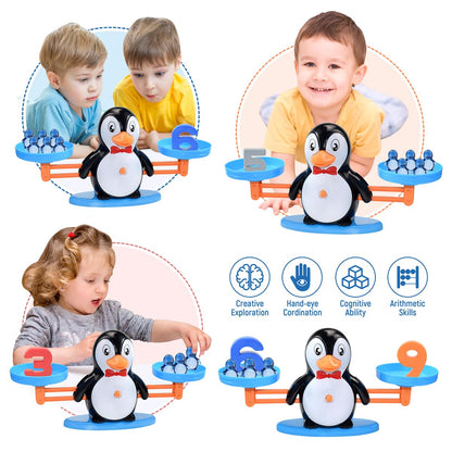 BAKAM Penguin Balance Scale Number Counting Blocks Games for Kids Ages 3-5, Montessori Math Games for Kids 5-7, Preschool Kindergarten Learning Activities, STEM Educational Toys for 3+ Year Old