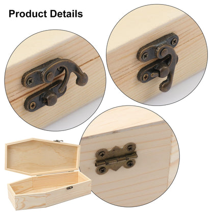 Yiksonyo 2 Pack 12 Inch Unfinished Wood Coffin Box, Wooden Coffin Box for Halloween Decor, Party Favors, and DIY Crafts