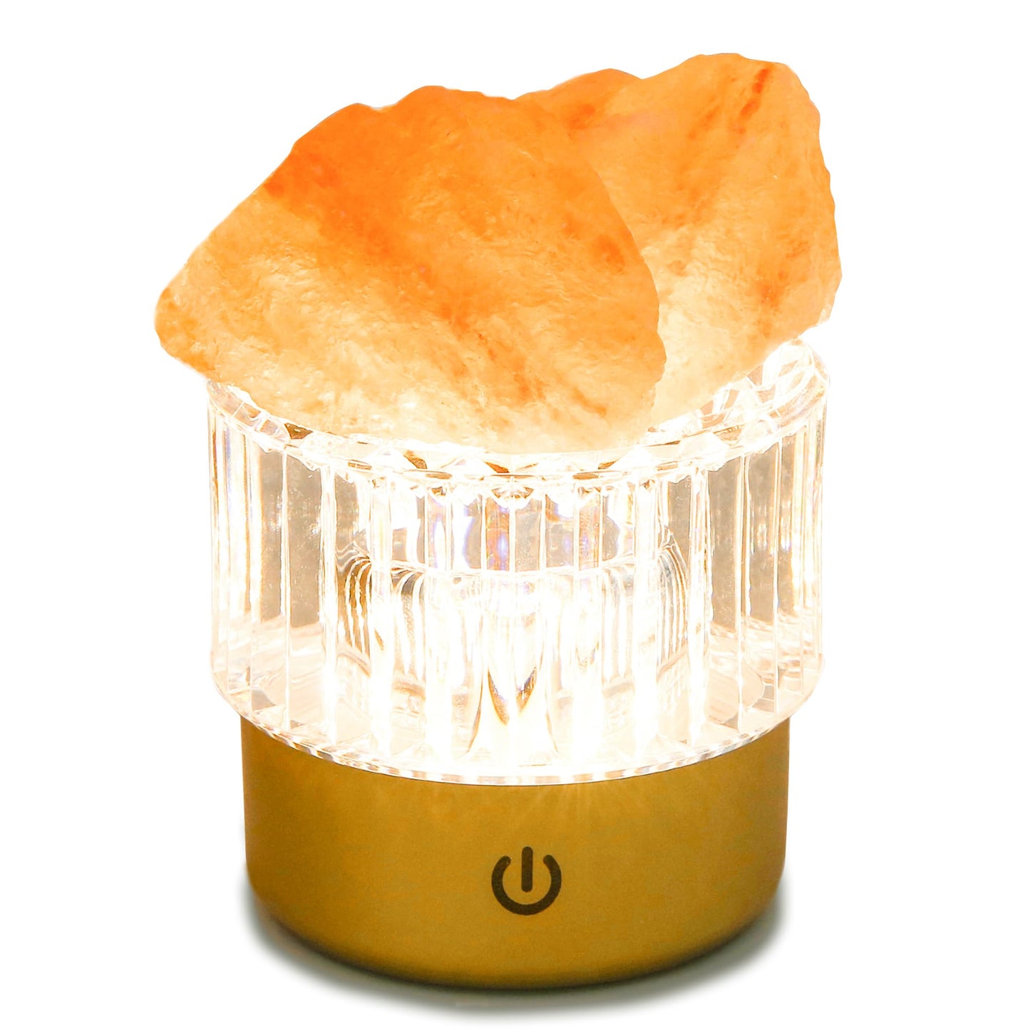 MYDAYS&DESIGN Himalayan Salt Lamp Natural Crystal Lamp, LED Light Dimmer with 3 Levels Cordless, Rocks Lamp Night Light Rechargeable for Room Home Decor Relaxation Ambiance (Orange)