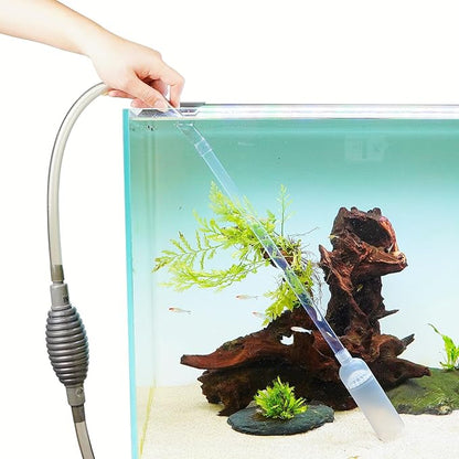 Fish Tank Cleaning Kit with Aquarium Siphon, Fish Net, and Algae Scraper | All-in-One Fish Tank Cleaner for Various Tank Sizes